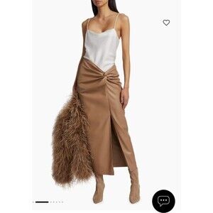 LaMarque Eileen Faux Leather Knot Midi Skirt Small